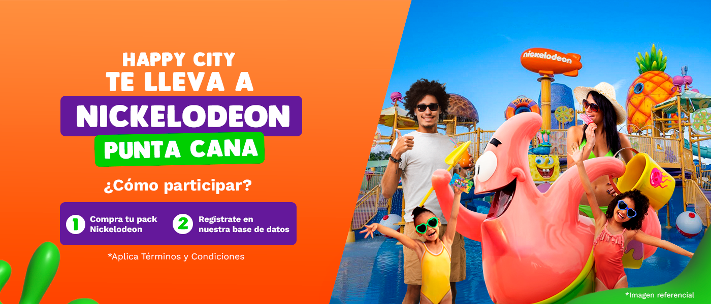 ¡Gana un Viaje Todo Pago a Nickelodeon Resort Punta Cana con Happy City!