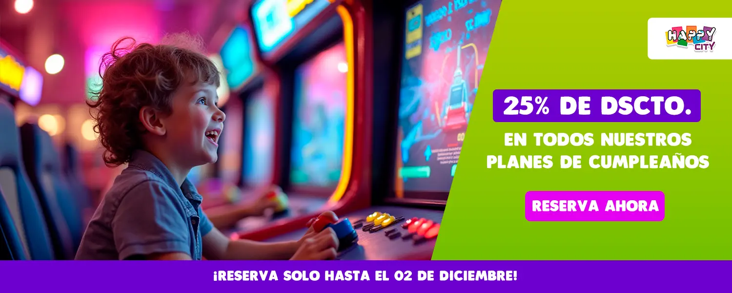 Cumpleaños en Happy City con 25% de descuento